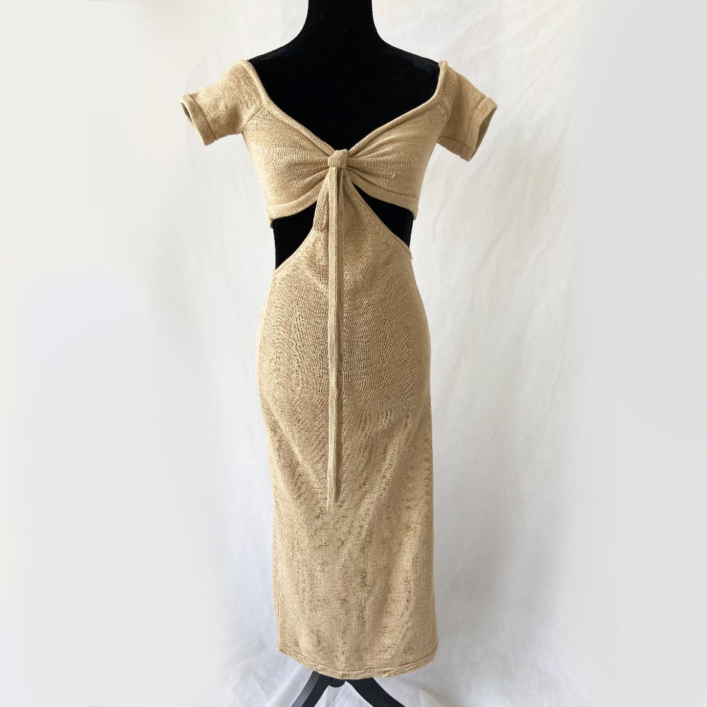 cult gaia beige dress Cult Gaia Rinley Dress In Beige Linen