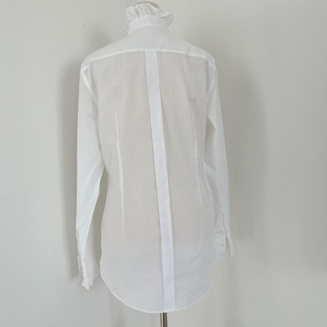 Dolce & Gabbana white cotton short with ruffle detail on collar and cuffs