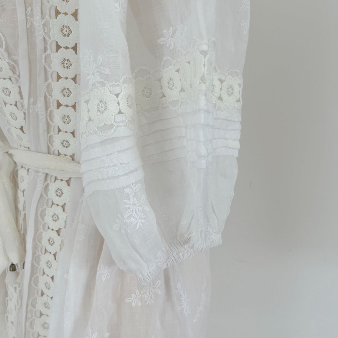 Zimmermann White embroidered Belt Dress