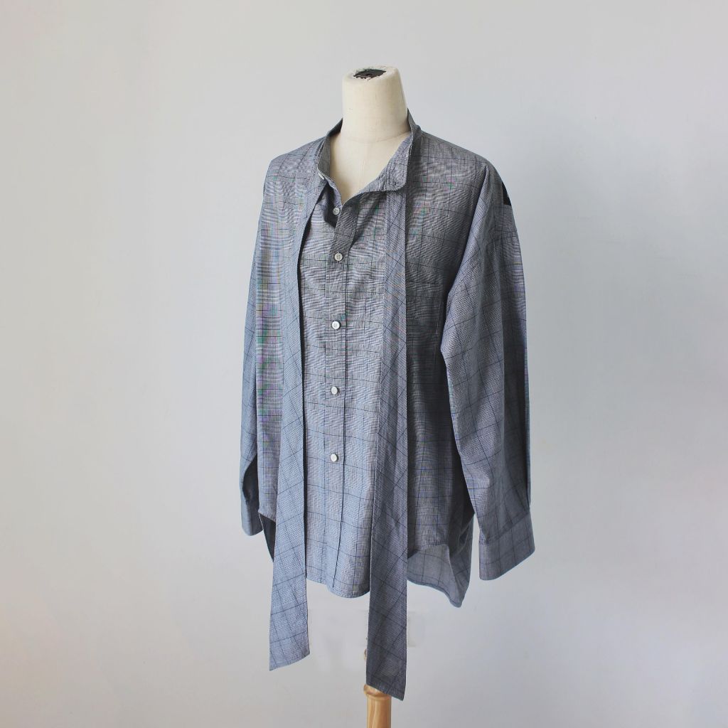 Balenciaga grey checkered oversized shirt logo