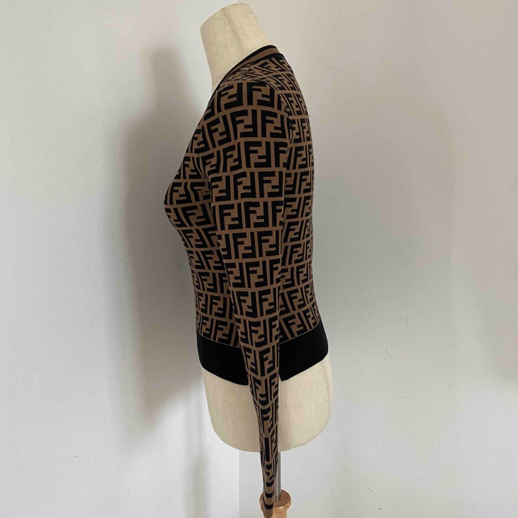 Fendi Brown and Black FF motif jumper