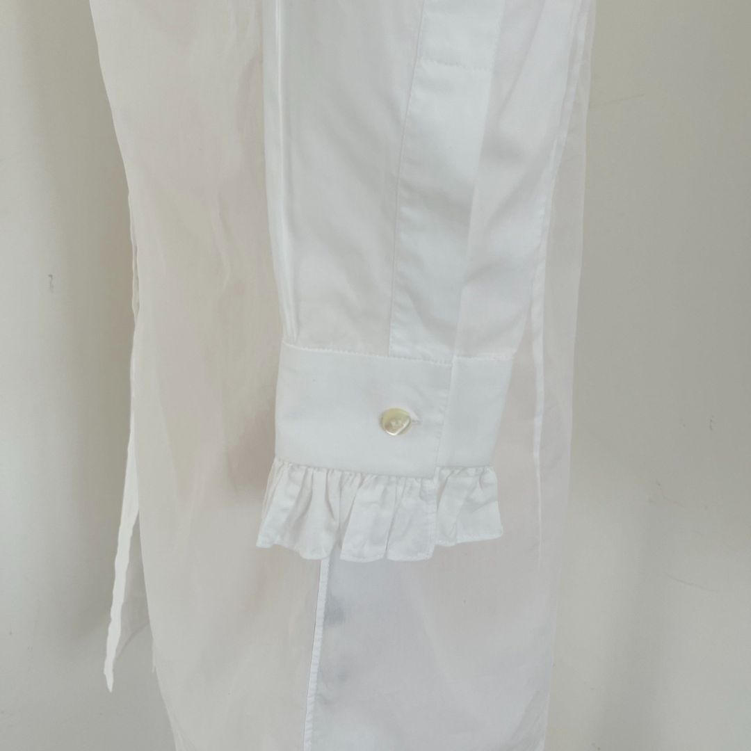Dolce & Gabbana white cotton short with ruffle detail on collar and cuffs