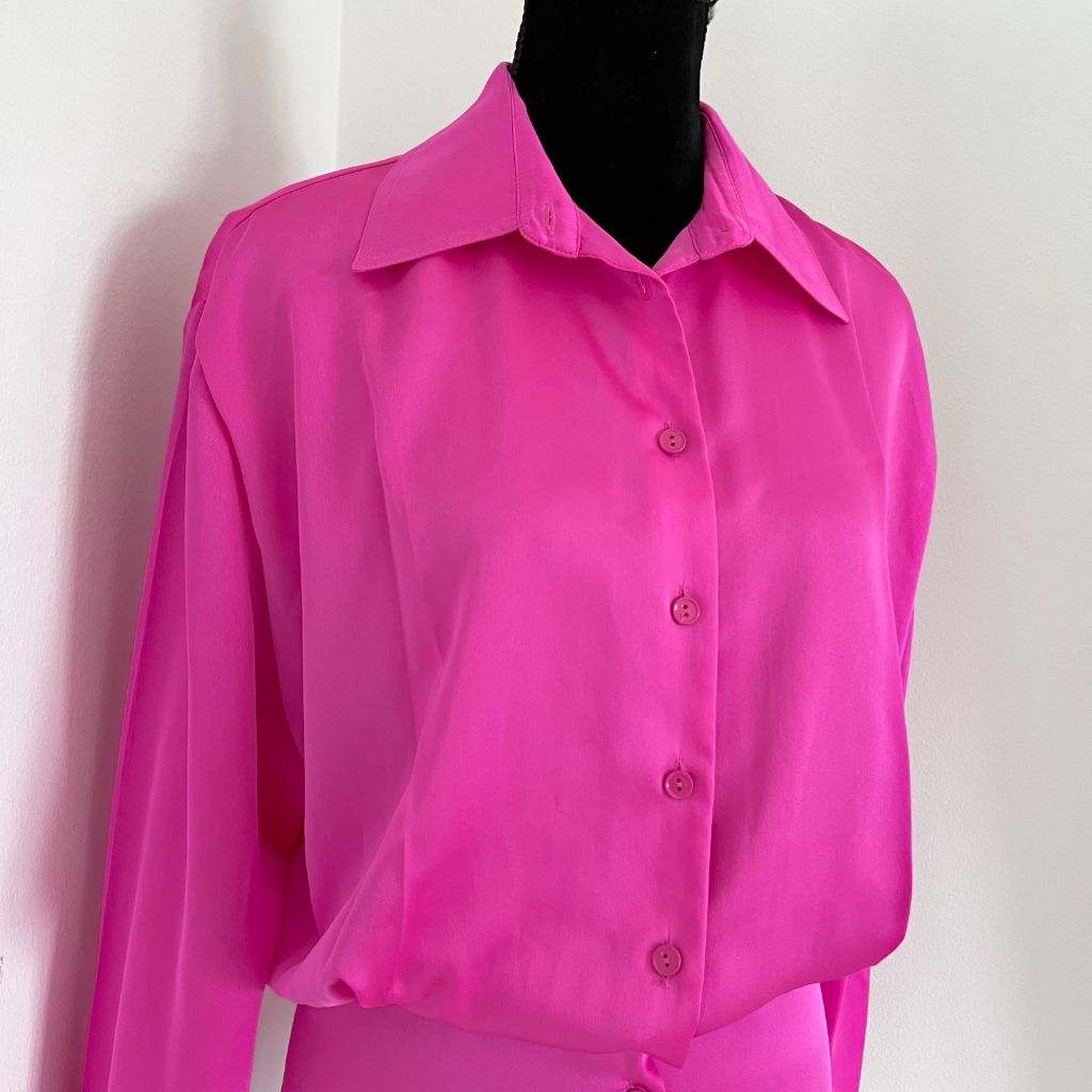 The Attico Pink Button Down Silky Shirt Dress