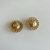 Chanel 1990s vintage clip on gold chain trim earrings