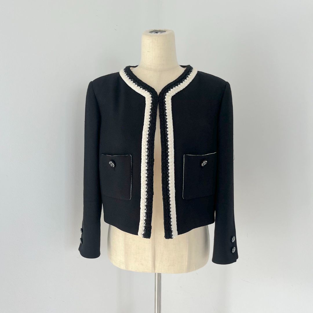Chanel 2022 Cruise Black and White Silk Jacket BOPF Business