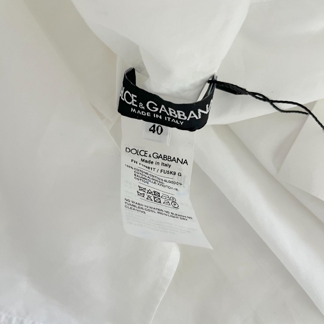 Dolce & Gabbana white cotton short with ruffle detail on collar and cuffs