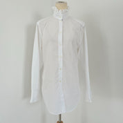 Dolce & Gabbana white cotton short with ruffle detail on collar and cuffs