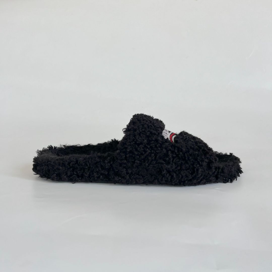 Balenciaga Furry logo-embroidered faux shearling slides, 39