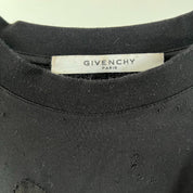 Givenchy Men's Black Logo-Print Distressed Cotton T-Shirt