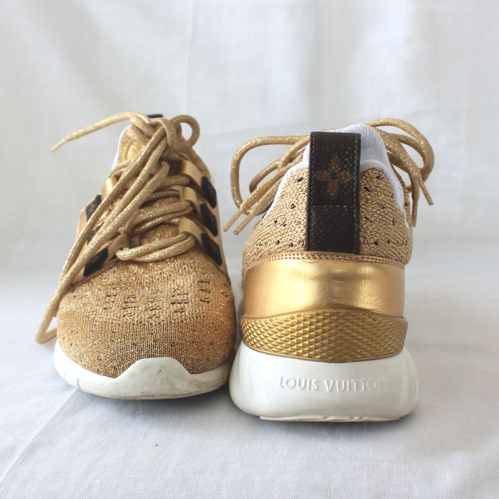 Louis Vuitton Gold Knit Fabric and Leather Aftergame Sneakers Size 36.5 Louis  Vuitton