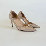 Valentino gold textured leather pointed toe pumps, 39.5