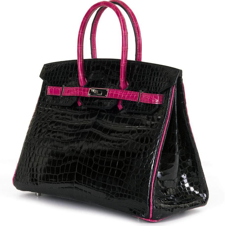 Hermès Very Rare Birkin HSS Special Order 35 cm Shiny Black Crocodile Birkin Bag