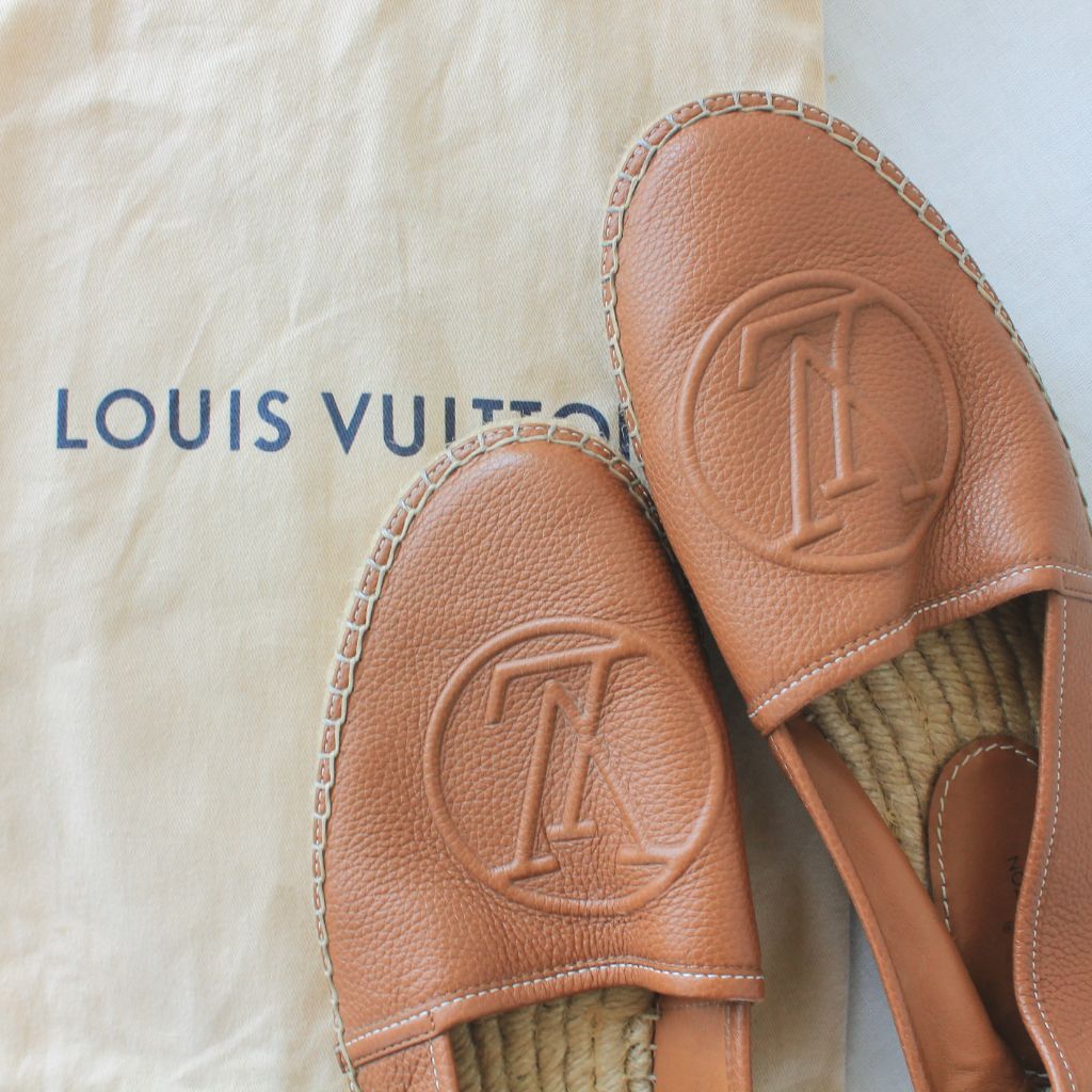Louis Vuitton brown leather Starboard flat espadrilles, 37