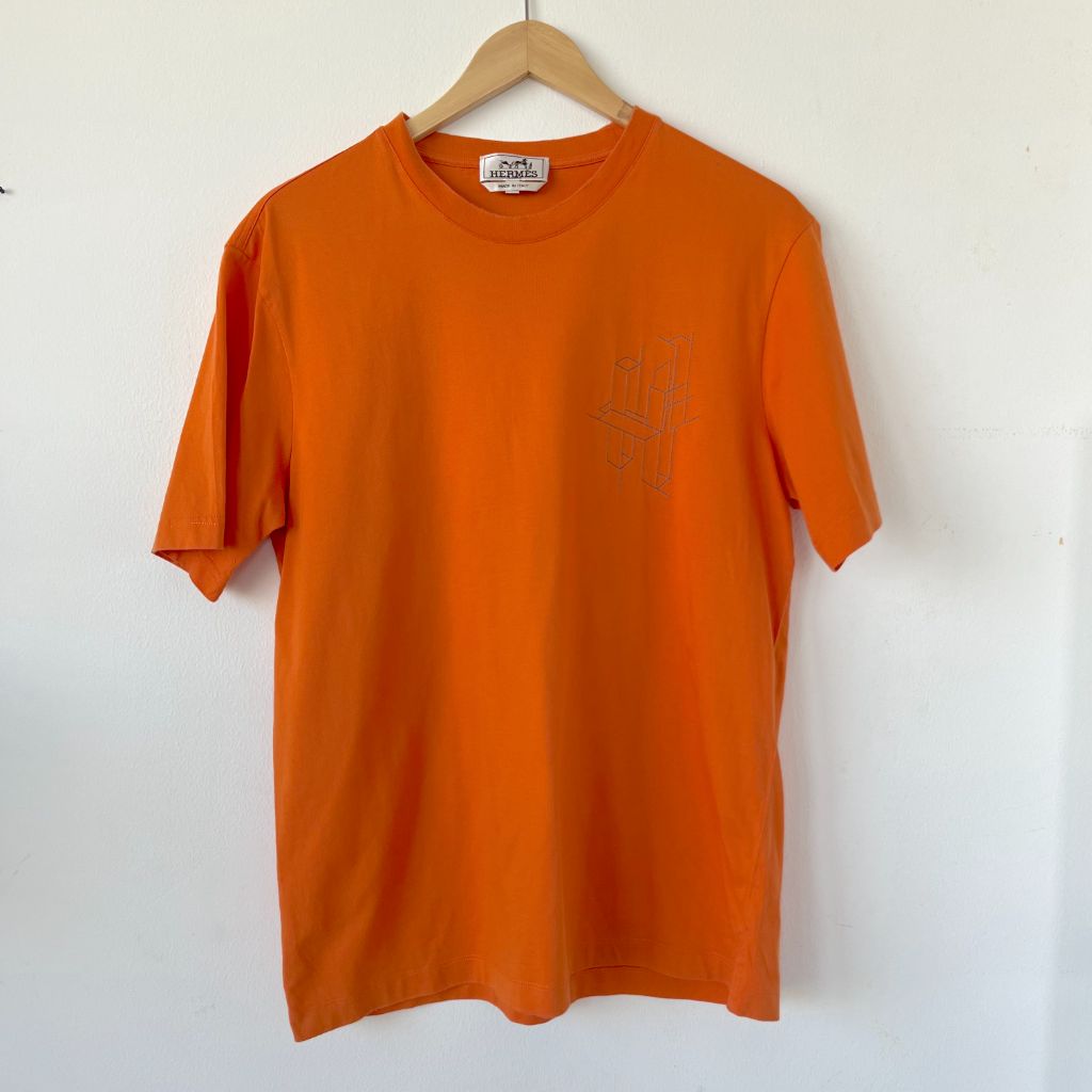 Hermès orange cotton mens t shirt