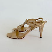 Valentino beige satin mid heel pumps with crystals, 38