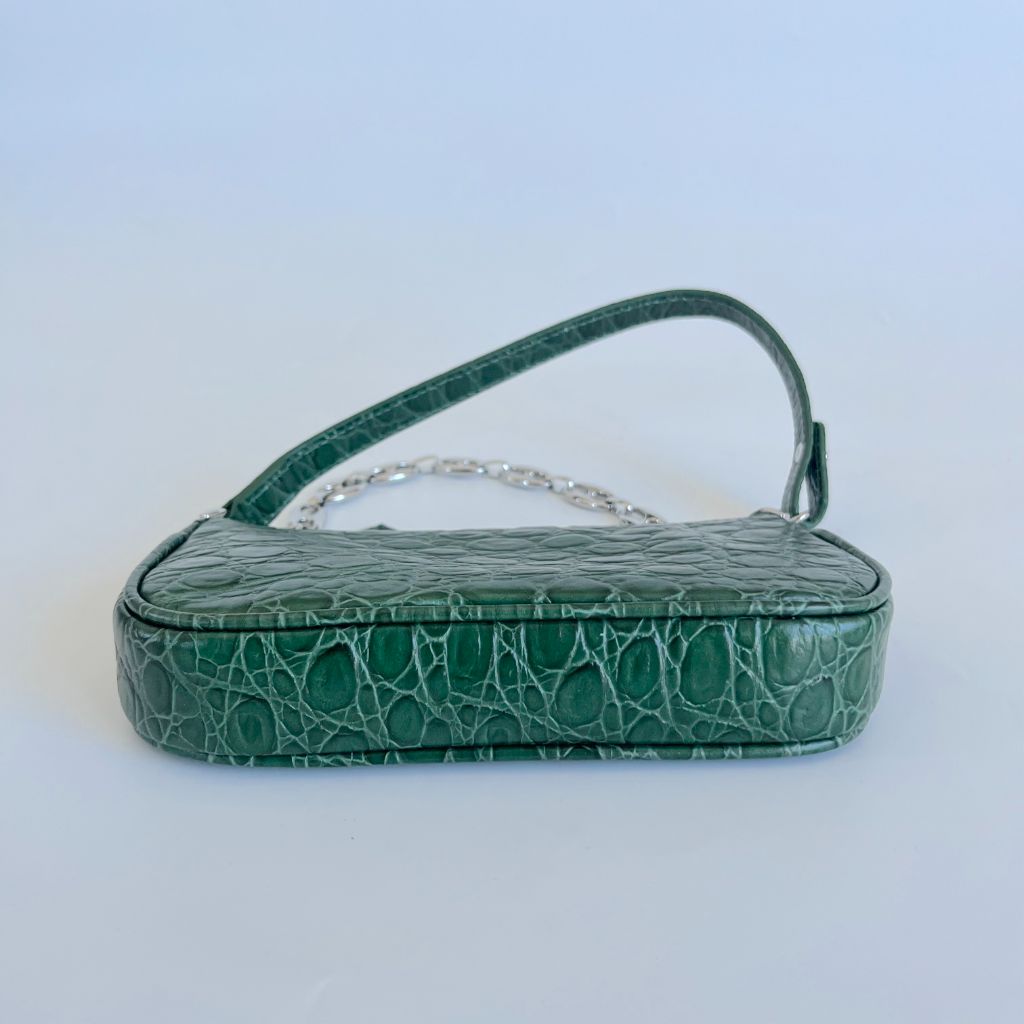 By Far Green Crocodile Embossed Rachel mini hand bag BOPF