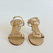 Valentino beige satin mid heel pumps with crystals, 38