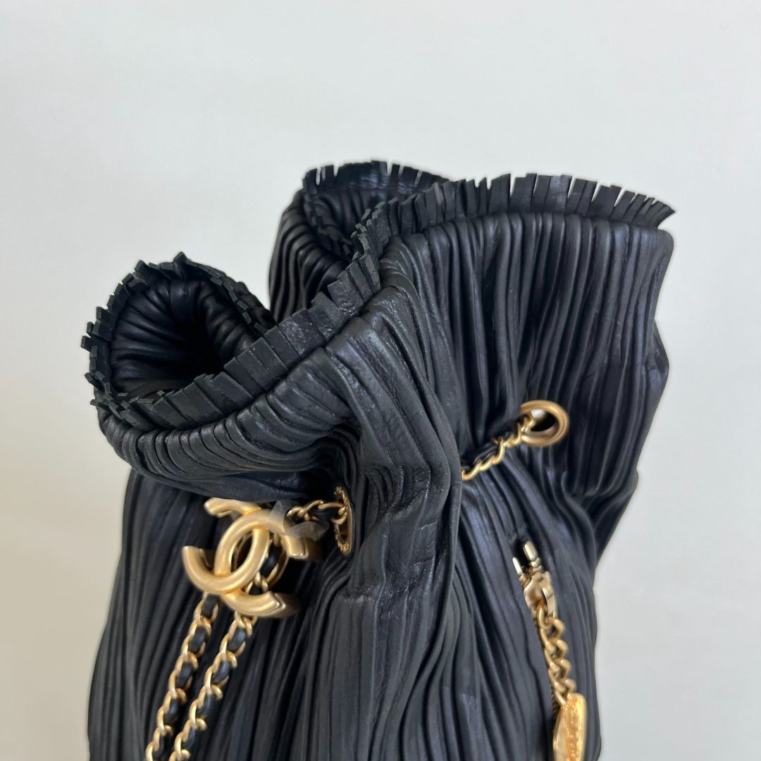 Chanel Coco Pleats Pleated Crumpled Calfskin Backpack