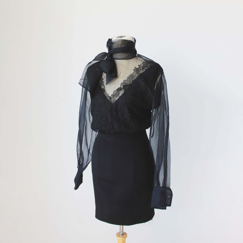Valentino Black Lace Evening Silk Dress - BOPF | Business of Preloved Fashion Valentino Black Lace Evening Silk Dress - BOPF | Business of Preloved Fashion