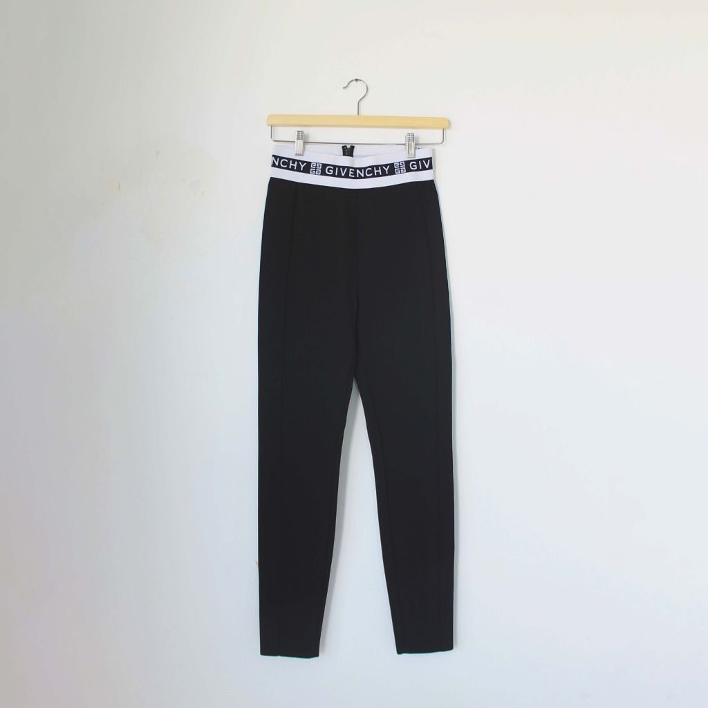 Givenchy black stretchy leggings with logo band - BOPF