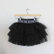 Balmain Glitter Tiered Tulle Skirt, size 6A girls