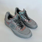Chanel low top blue/glittery lace up sneakers, 40.5