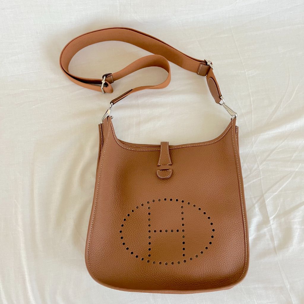Hermès Gold Clemence Leather Evelyne III PM Bag BOPF Business