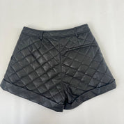 Self Portrait Faux Leather Quilted Shorts