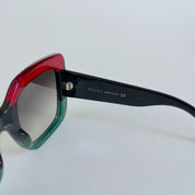 Gucci Red/Green Glitter GG0083S Oversized Square Sunglasses