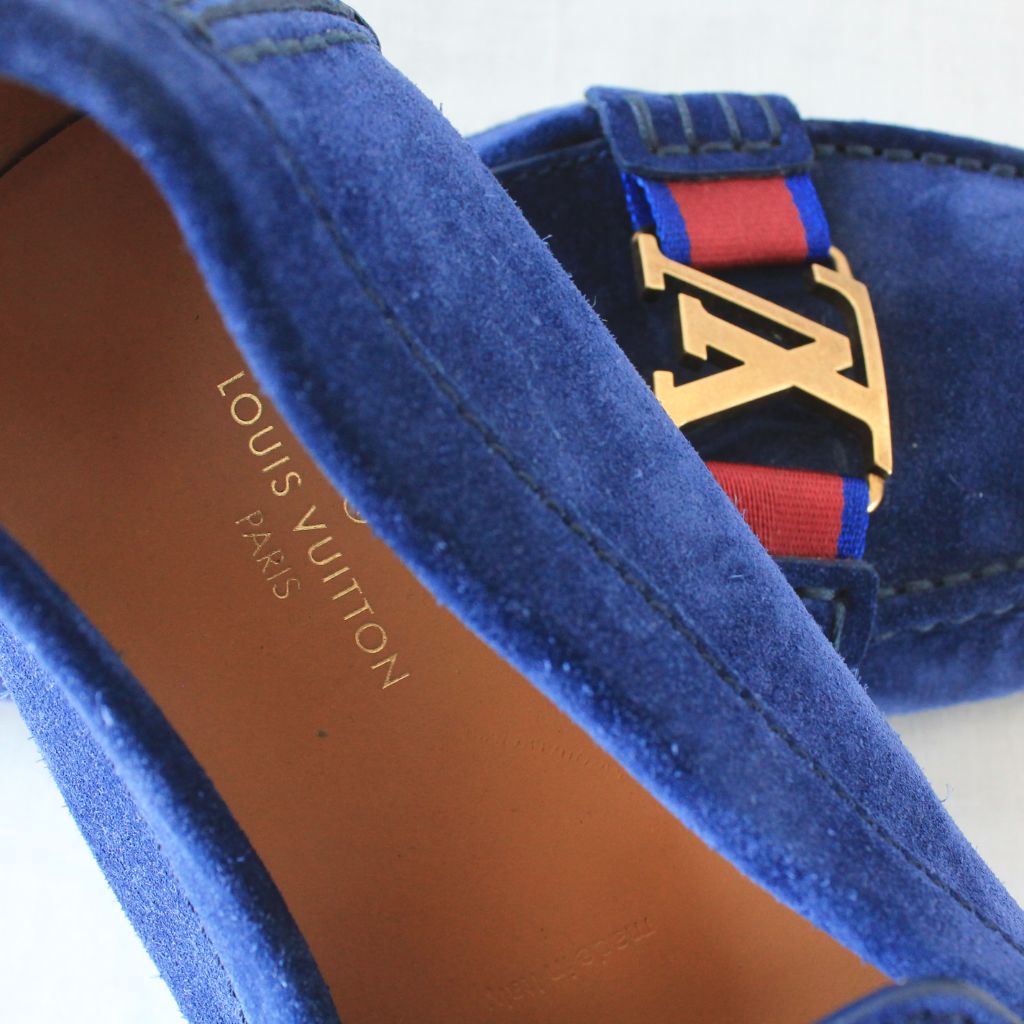 Louis Vuitton Blue Suede Monte Carlo Slip On Loafers Size 46 Louis Vuitton