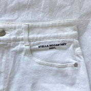 Stella McCartney white denim shorts with frayed edges