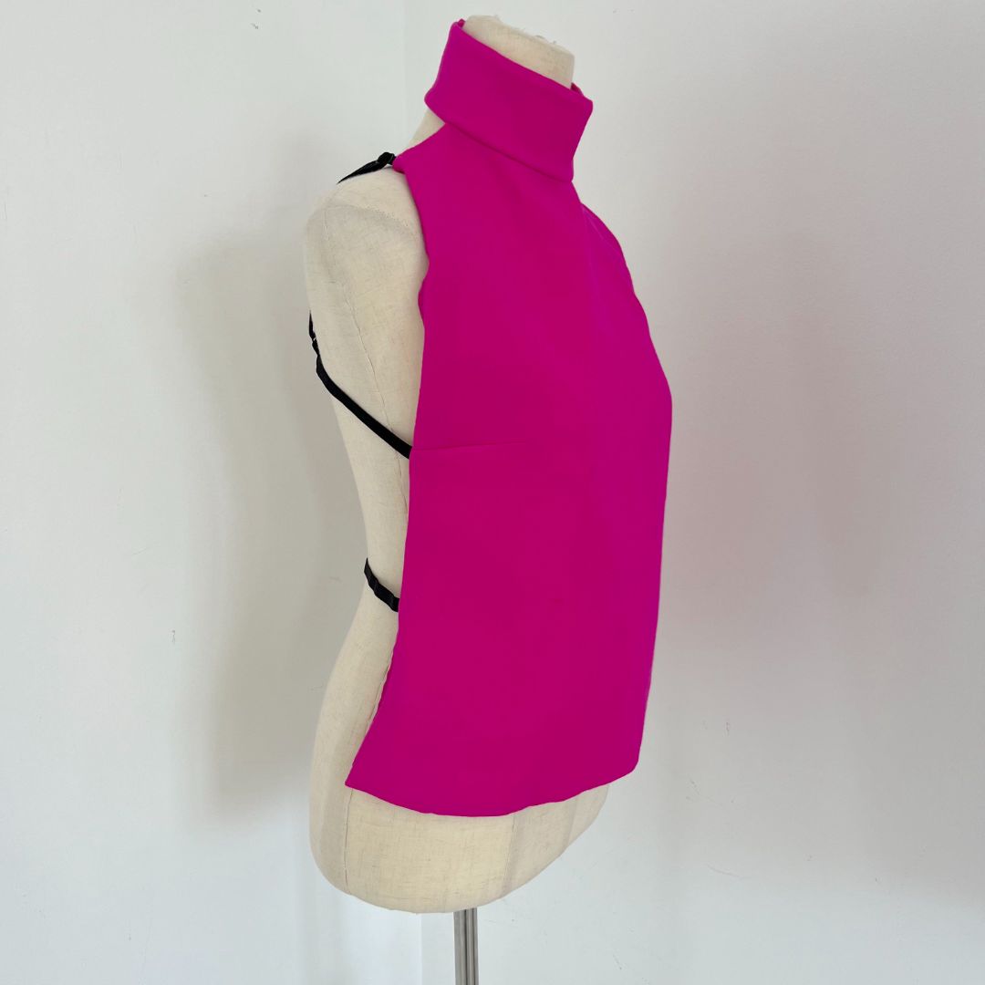 Dolce & Gabbana hot pink open back turtle neck top