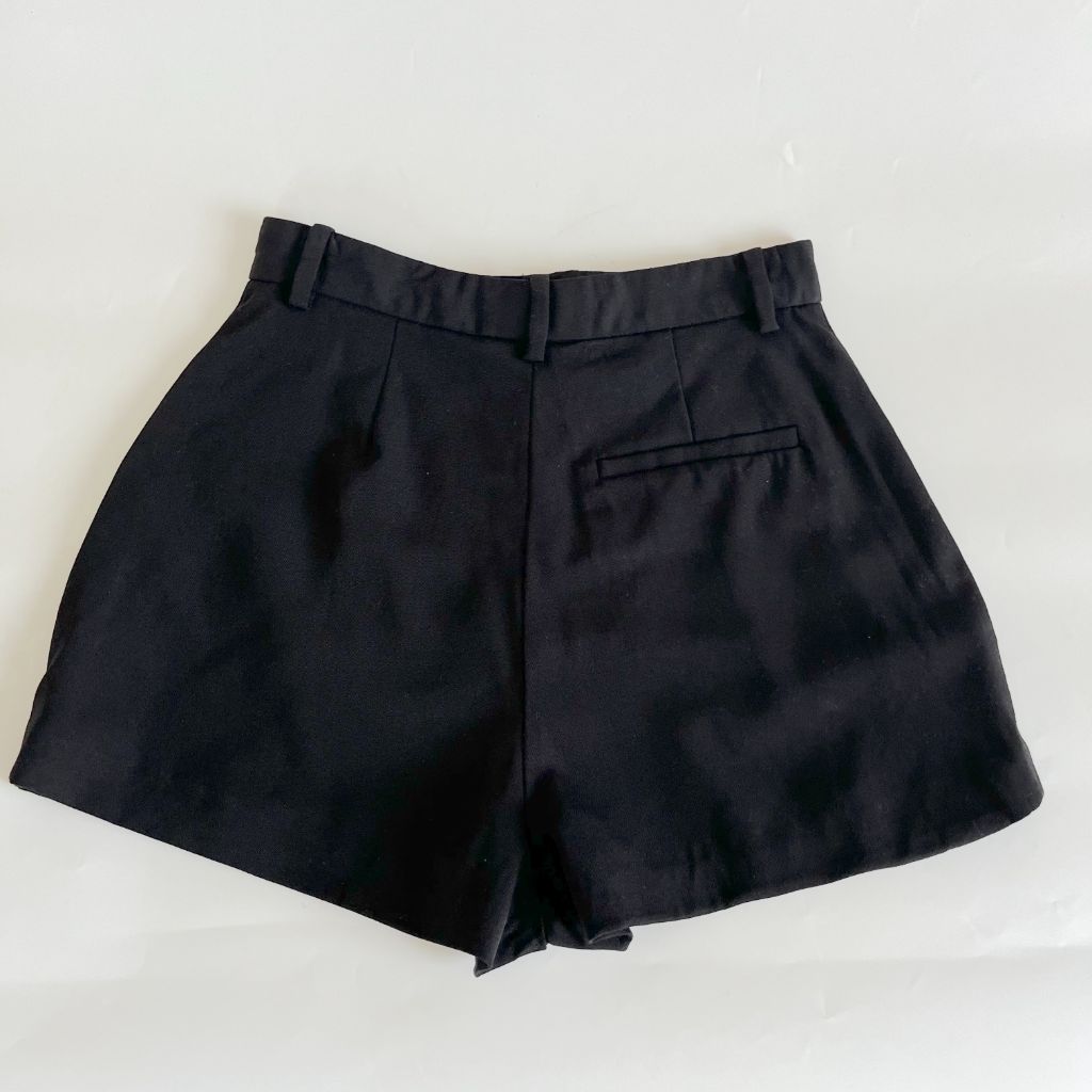 Versace black high waist wool blend mini shorts