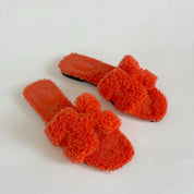 Hermes shearling orange oran sandals, 39