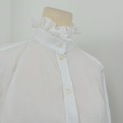 Dolce & Gabbana white cotton short with ruffle detail on collar and cuffs