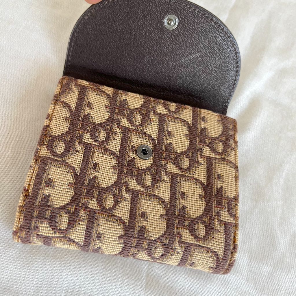 Christian Dior beige/brown flap vintage wallet