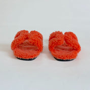 Hermes shearling orange oran sandals, 39