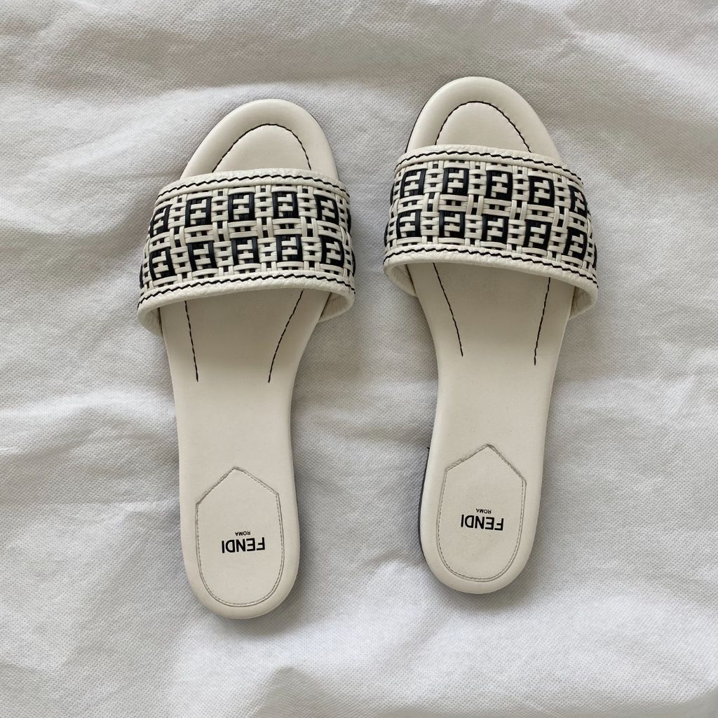 Fendi two-tone interwoven flat sandals, 39