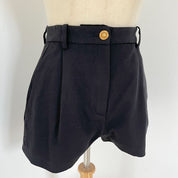Versace black high waist wool blend mini shorts