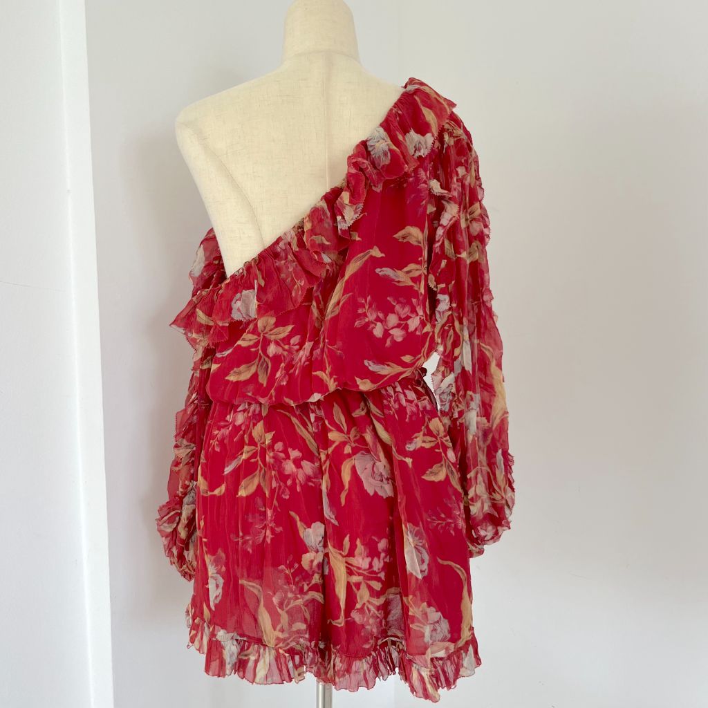 Zimmermann Red Floral Print Playsuit