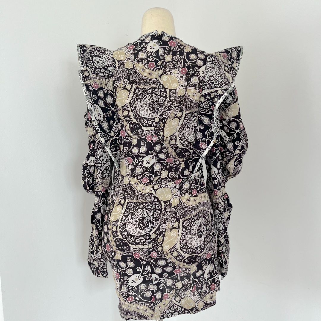 Isabel Marant Printed Silk Bruna Draped Mini Dress