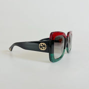 Gucci Red/Green Glitter GG0083S Oversized Square Sunglasses