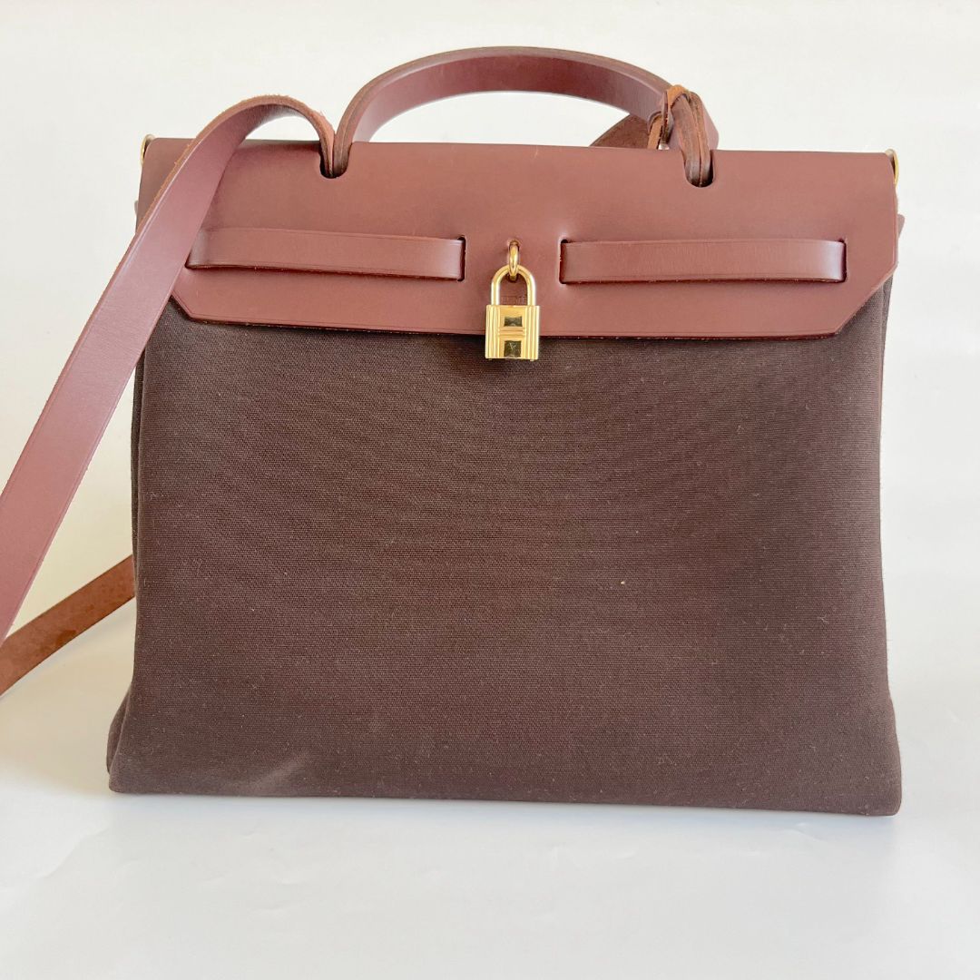 Hermes Herbag 31, Tan and Beige, Preowned in Box WA001