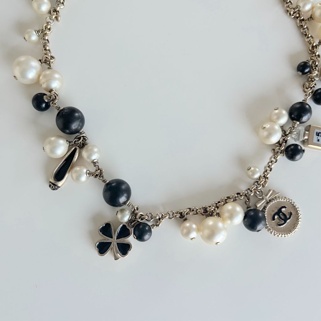 Chanel Pearl, Black Pearl and charm necklace