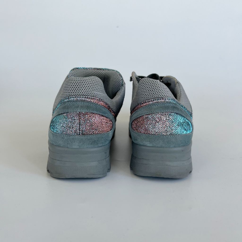 Chanel low top blue/glittery lace up sneakers, 40.5