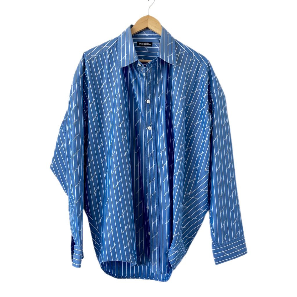 Balenciaga in Logo Jacquard Cotton Poplin Oversized Shirt