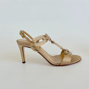 Valentino beige satin mid heel pumps with crystals, 38