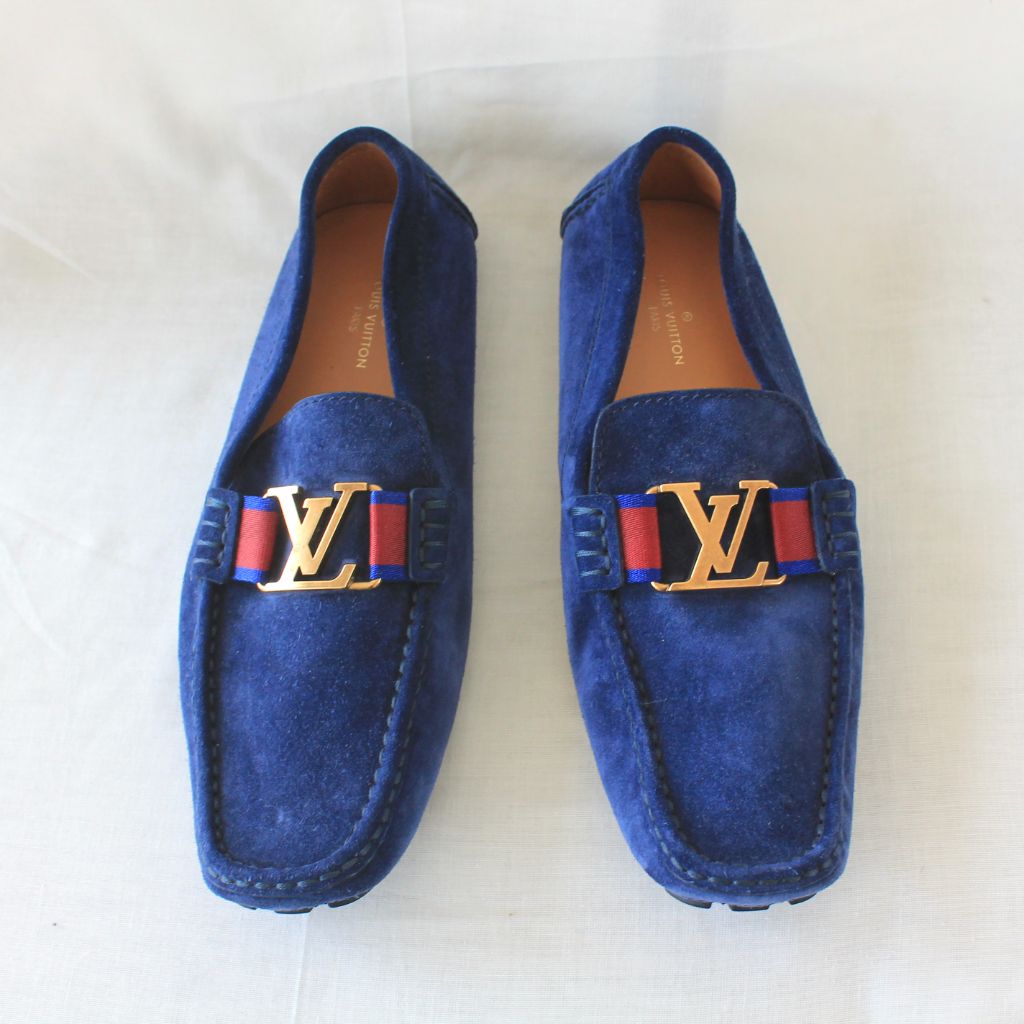 Louis Vuitton Blue Leather Ribbon Monte Carlo Slip On Loafers Size 42 Louis  Vuitton
