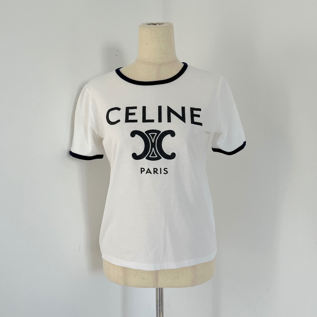 Celine T-Shirt in Cotton Jersey - White - Size : M - for Women