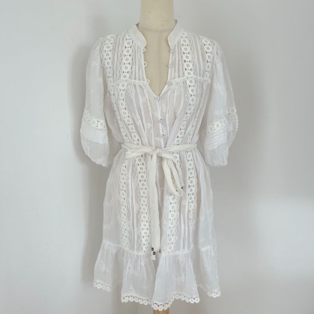 Zimmermann White embroidered Belt Dress - BOPF | Business of Preloved  Fashion